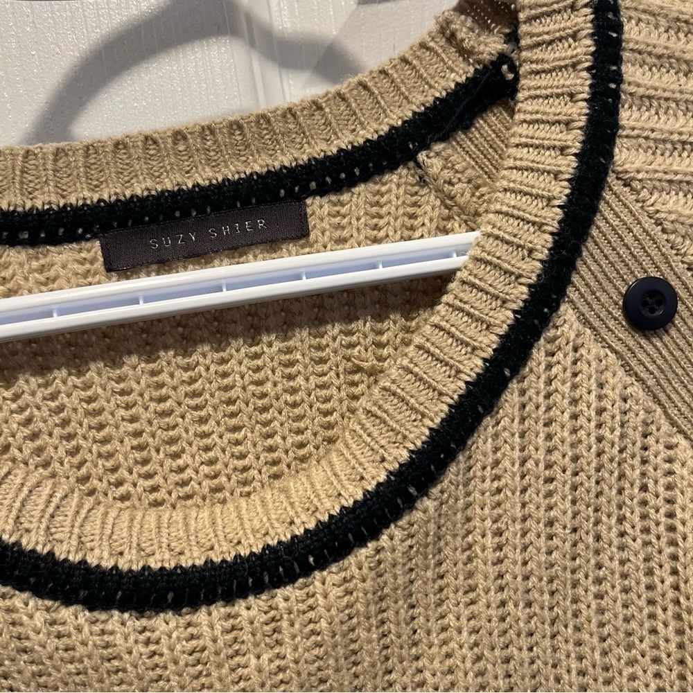 3/30$💥 Suzy Shier Medium Sweater pullover shirt sweater pull Women beige black - Picture 2 of 4